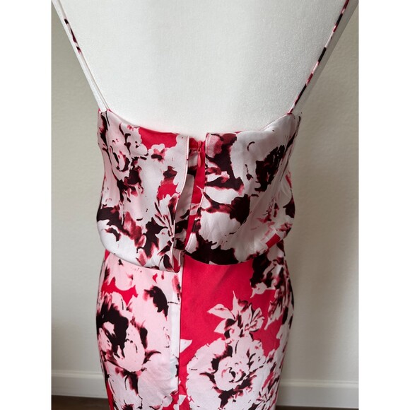 Adrianna Papell Magenta Pink White Floral Blousen Satin Sleeveless Maxi Dress 8 - Picture 6 of 9